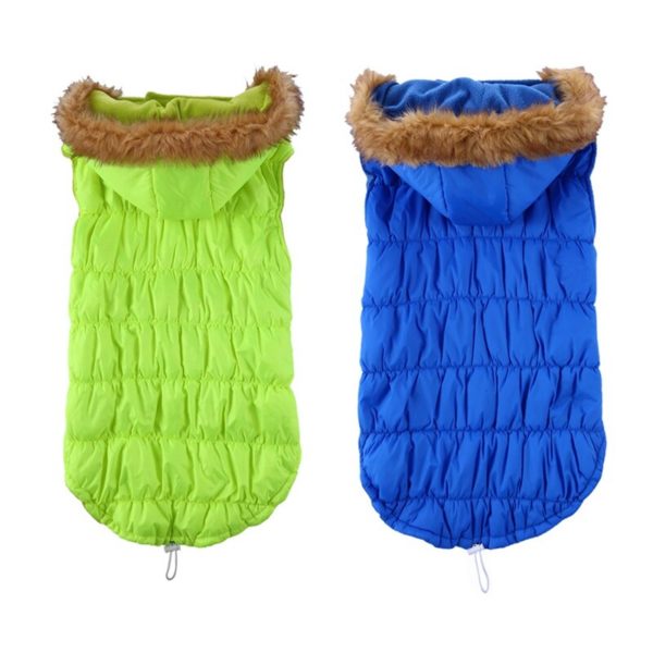 Winter Dog Clothes Pet Dog Tight Hooded Coats Thicken Dog Clothes Artificial Fur Collar Super Warm Jackets For Pet Dog