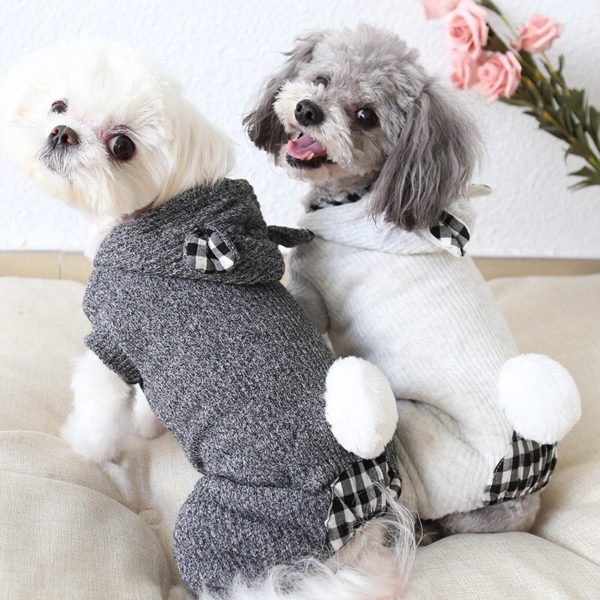 Winter Overalls for Dogs Thicken Fleece-Lined Couple Dog Clothes for Small Dogs Plaid Soft Warm Cute Dress Coat Puppy Jumpsuit