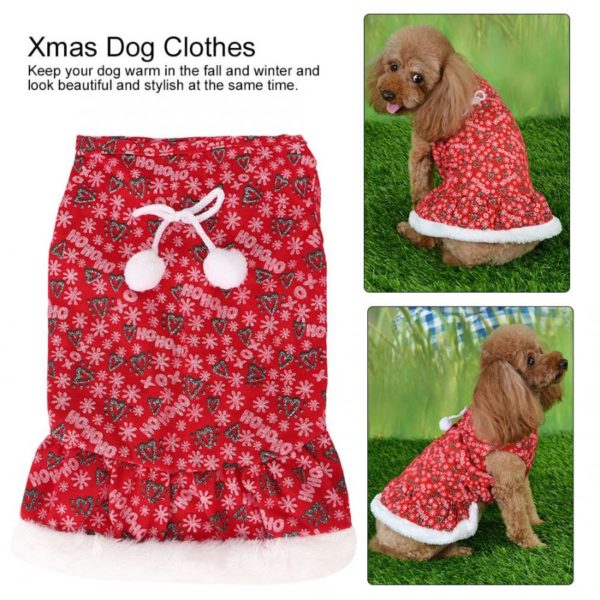 Winter Warm Dog Clothes Christmas Cute Red Dog Clothes Skirt for Small Dogs Puppy Jacket Clothing Outfit Clothing