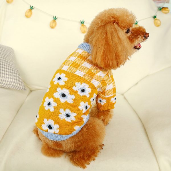 одежда для собак dog clothes winter warm for yorkies Fashion Pet Keep Warm Plaid Flower Sweater Autumn Winter Cat Dog Clothing
