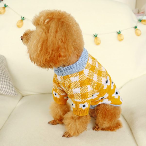одежда для собак dog clothes winter warm for yorkies Fashion Pet Keep Warm Plaid Flower Sweater Autumn Winter Cat Dog Clothing